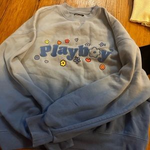 Playboy Pacsun Crewneck light blue and dark blue wash size small